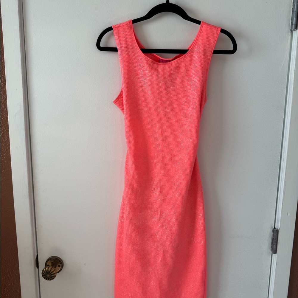Pink Sheath Midi Dress with Scoop Neck for Cocktail